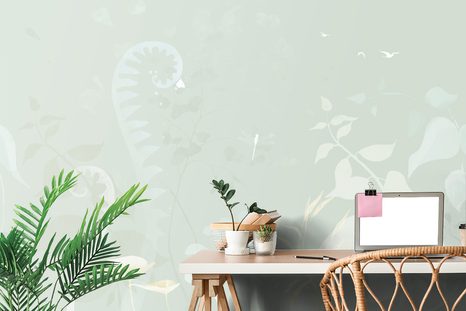 TAPÉTA ABSZTRAKT NÖVÉNY CSENDÉLET ZÖLDBEN - LEVELES TAPÉTÁK - TAPÉTÁK