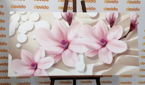 КАРТИНА НА ПЛАТНО – МАГНОЛИЯ НА АБСТРАКТЕН ФОН - КАРТИНИ С ЦВЕТЯ - КАРТИНИ