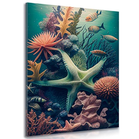 QUADRO SU TELA – STELLE MARINE SURREALISTE - QUADRI DEL MONDO SOTTOMARINO - STAMPE E QUADRI