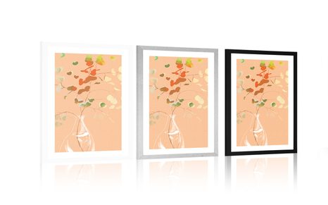 POSTER MIT PASSEPARTOUT VASE MIT ZWEIG - MOTIVE AUS UNSERER WERKSTATT - POSTER