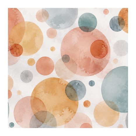 TABLEAU SUR TOILE – CERCLES SUPERPOSÉS À L’AQUARELLE - IMAGES FORMES ABSTRAITES - TABLEAUX