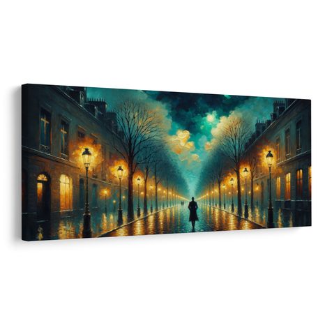 OBRAZ ROMANTICKÁ ULICE S POULIČNÍMI LAMPAMI - OBRAZY MĚSTA - OBRAZY