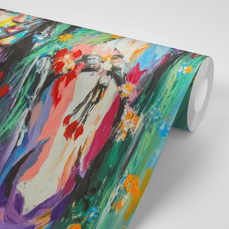 SELBSTKLEBENDE TAPETE ÖLGEMÄLDE FRAU UND PFERD - SELBSTKLEBENDE TAPETEN - TAPETEN