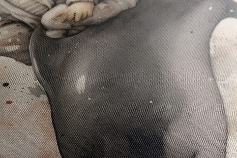 OBRAZ ZASNĚNÝ CHLAPEČEK S DELFÍNEM - ZASNĚNÁ ZVÍŘÁTKA - OBRAZY