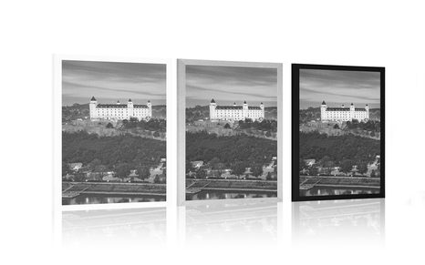 PLAKAT POGLED NA BRATISLAVSKI DVORAC U CRNO-BIJELOM DIZAJNU - CRNO-BIJELE - PLAKATI