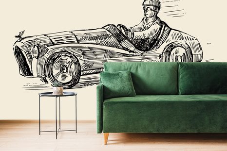 SAMOLEPÍCÍ TAPETA ZÁVODNÍ AUTO V RETRO PROVEDENÍ - SAMOLEPÍCÍ TAPETY - TAPETY
