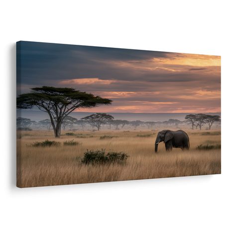 WANDBILD AFRIKANISCHE DÄMMERUNG MIT WILDNIS - BILDER VON ELEFANTEN - BILDER