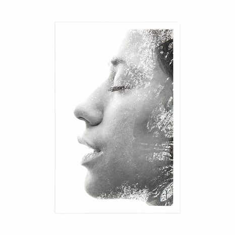 POSTER FRAU MIT GEMALTEN BLUMEN - MENSCHEN - POSTER