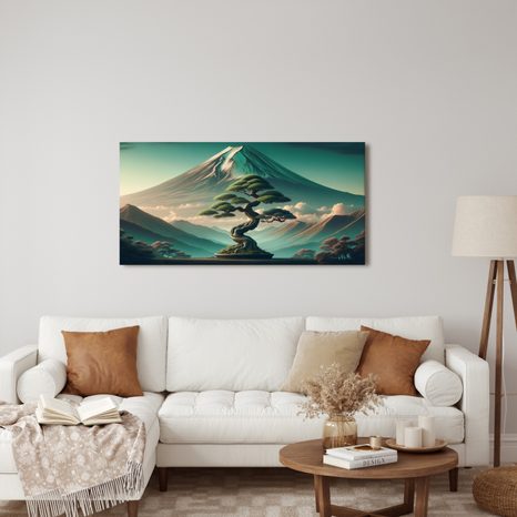 WANDBILD RUHE UNTER DEM BERG FUJI - BILDER VON BERGEN - BILDER