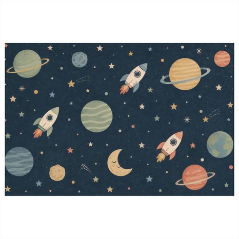 OBRAZ WESOŁE RAKIETY MIĘDZY PLANETAMI - DZIECIĘCE OBRAZY WSZECHŚWIAT - OBRAZY