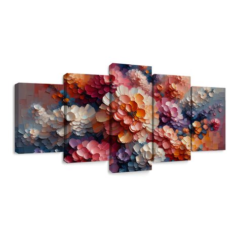5-DÍLNÝ OBRAZ KVĚTINOVÁ ZÁPLAVA BAREV - ΠΊΝΑΚΕΣ ΑΠΌ ΛΟΥΛΟΎΔΙΑ - ΠΊΝΑΚΕΣ