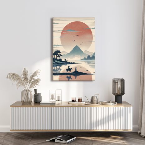 QUADRO SU TELA – SAMURAI E MONTAGNE - QUADRI ALBA E TRAMONTO - STAMPE E QUADRI
