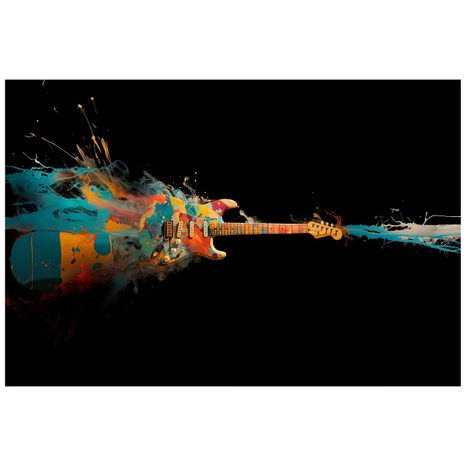 SELBSTKLEBENDE TAPETE BUNTE E-GITARRE IN BEWEGUNG - MUSIK FOTOTAPETEN - TAPETEN
