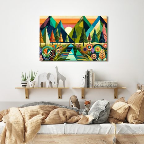 OBRAZ BAREVNÉ HORY A STROMY - OBRAZY HORY - OBRAZY