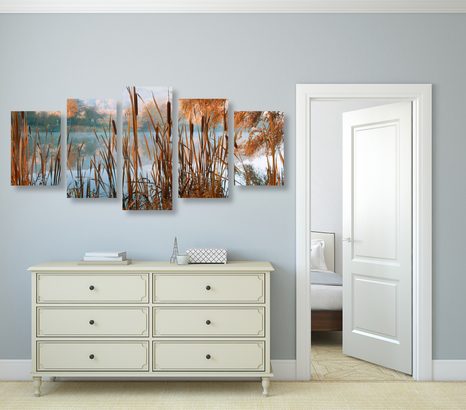 TABLOU 5-PIESE RÂUL ÎN MIJLOCUL NATURII DE TOAMNĂ - TABLOU NATURĂ ȘI PEISAJE NATURALE - TABLOURI