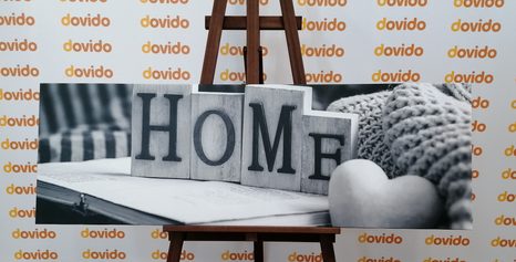 TABLOU CU INSCRIPȚIE HOME ȘI NATURA MOARTĂ ÎN DESIGN ALB-NGRU - TABLOURI ALB-NEGRU - TABLOURI