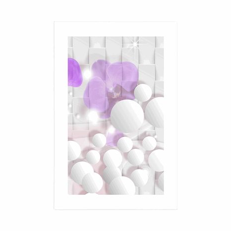 POSTER WITH MOUNT ORCHID ON AN ABSTRACT BACKGROUND - FLOWERS - POSTERS
