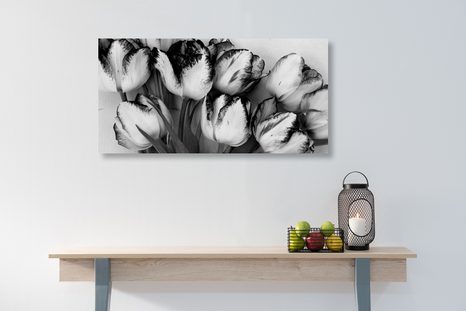 STAMPA SU TELA – TULIPANI CON TOCCO PRIMAVERILE IN BIANCO E NERO - QUADRI BIANCO E NERO - STAMPE E QUADRI
