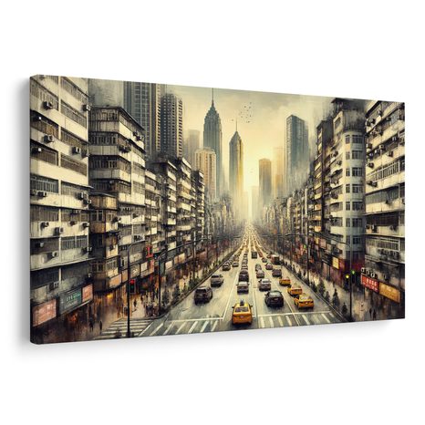 OBRAZ MĚSTSKÁ ULICE PŘI ZÁPADU - OBRAZY MĚSTA - OBRAZY