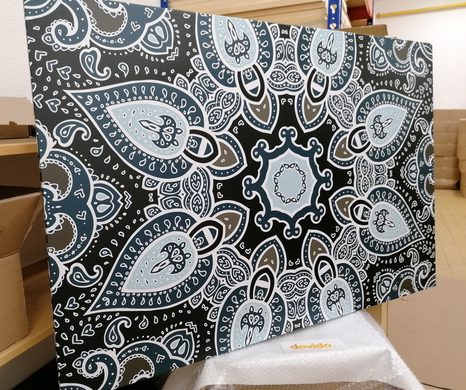 OBRAZ MANDALA S INDICKÝM MOTIVEM V SVĚTLÉ MODRÉ - OBRAZY FENG SHUI - OBRAZY