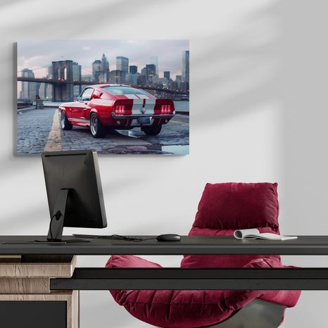WANDBILD MUSTANG MIT PANORAMA VON NEW YORK - BILDER - 🔥 TOTALAUSVERKAUF