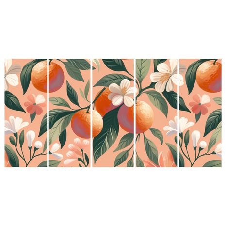 5-DÍLNÝ OBRAZ SLUNNÉ POMERANČE - OBRAZY STROMY A LISTY - OBRAZY