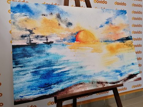 WANDBILD STRAHLENDER SONNENUNTERGANG AM MEER - BILDER VON NATUR UND LANDSCHAFT - BILDER