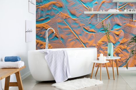 TAPETE TEXTUR DER BLÄTTER IM SAND - TAPETEN MIT NATURMOTIVEN - TAPETEN