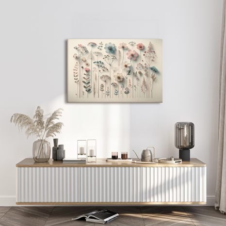 WANDBILD GETROCKNETE WIESENBLUMEN - BILDER BLUMEN - BILDER