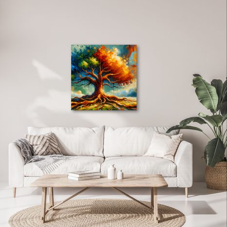OBRAZ BAREVNÝ STROM ŽIVOTA S KOŘENY - OBRAZY STROMY ŽIVOTA - OBRAZY