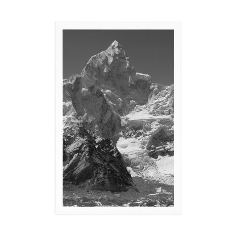 AFFICHE – SOMMET DE MONTAGNE MAGNIFIQUE EN NOIR ET BLANC - NOIR ET BLANC - AFFICHES