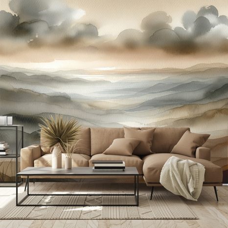 SAMOLEPÍCÍ TAPETA AKVARELOVÁ KRAJINA V MLZE - TAPETY PODLE MOTIVU - TAPETY