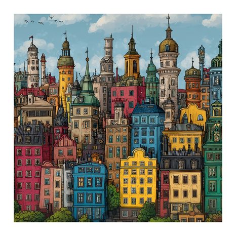 KÉP SZÍNES HÁZAK AZ ÓVÁROSBAN - SZÍNES HÁZAK - KÉPEK