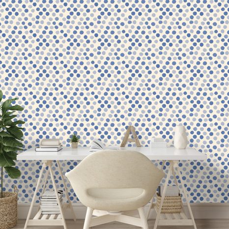 SAMOLEPÍCÍ TAPETA MODRÉ PUNTÍKY NA BÉŽOVÉM POZADÍ - DĚTSKÉ TAPETY - TAPETY