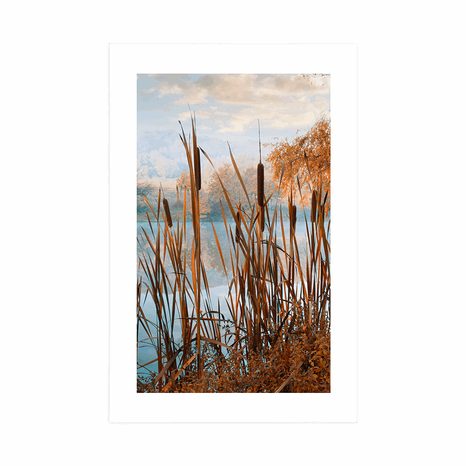 PLAKAT Z PASSE-PARTOUT RZEKA W ŚRODKU JESIENNEJ PRZYRODY - PRZYRODA - PLAKATY