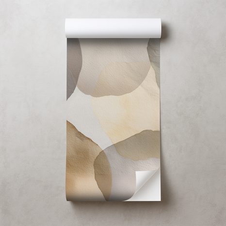 TAPET AUTOADEZIV CERCURI ABSTRACTE ACUARELĂ BEJ - TAPET ABSTRACT - TAPETURI