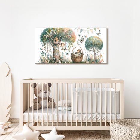 QUADRO SU TELA – ALTALENA TRA I RAMI DELL’ALBERO - QUADRI PER BAMBINI CREATURE FATATE - STAMPE E QUADRI