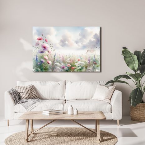 WANDBILD ROMANTISCHE BLUMENWIESE - WANDBILDER FELDER UND WIESEN - BILDER