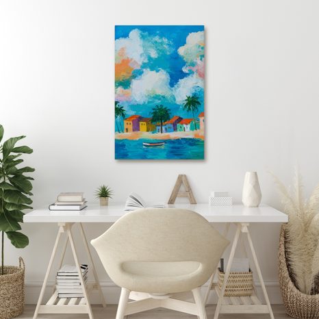 WANDBILD BUNTE HÄUSER AM MEER - BUNTE HÄUSER - BILDER