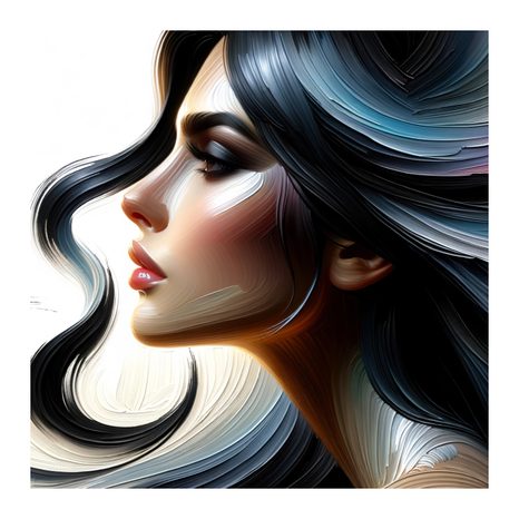 WANDBILD ELEGANTES PROFIL MIT BUNTEN HAAREN - WANDBILDER FRAUEN - BILDER