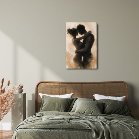 TABLEAU SUR TOILE – SILHOUETTE INTIME D’UN COUPLE AMOUREUX - TABLEAUX D'AMOUR - TABLEAUX