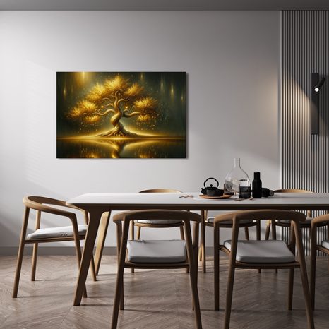 WANDBILD LEUCHTENDER LEBENSBAUM IN DER NACHT - BILDER BÄUME DES LEBENS - BILDER