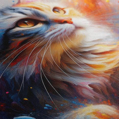 WANDBILD KATZE IM FARBWIRBEL - BILDER VON KATZEN - BILDER