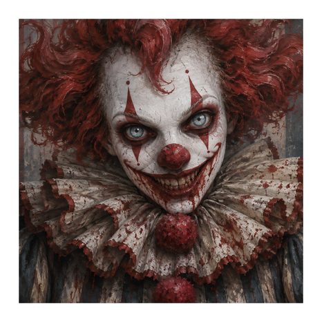 QUADRO SU TELA – CLOWN HORROR DAL SORRISO AGGHIACCIANTE - QUADRI HALLOWEEN E HORROR - STAMPE E QUADRI