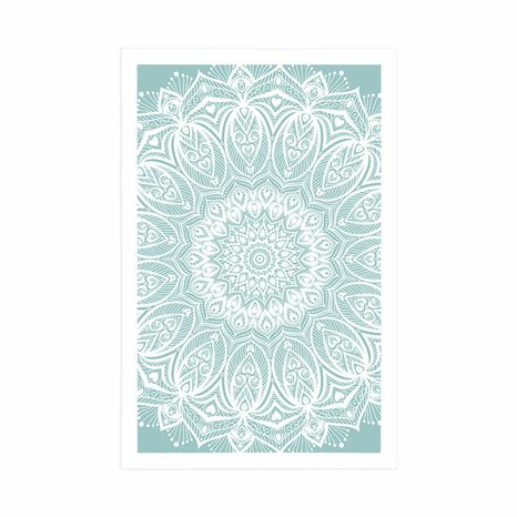 PLAKÁT DETAIL MANDALA HARMONIE NA MODRÉM POZADÍ - FENG SHUI - PLAKÁTY