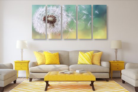 5-RÉSZES KÉP VÁRÁZSLATOS PITYPANG - VIRÁGMINTÁS KÉPEK - KÉPEK