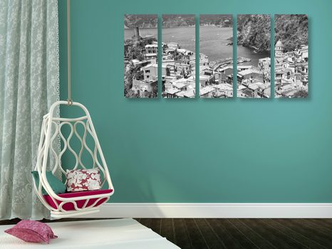 TABLOU 5-PIESE COASTA ITALIEI ÎN ALB-NEGRU - TABLOURI ALB-NEGRU - TABLOURI