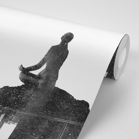 CARTA DA PARATI – MEDITAZIONE FEMMINILE IN BIANCO E NERO - CARTA DA PARATI BIANCO E NERO - CARTA DA PARATI