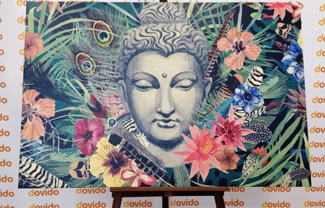 OBRAZ BUDHA NA EXOTICKÉM POZADÍ - OBRAZY FENG SHUI - OBRAZY