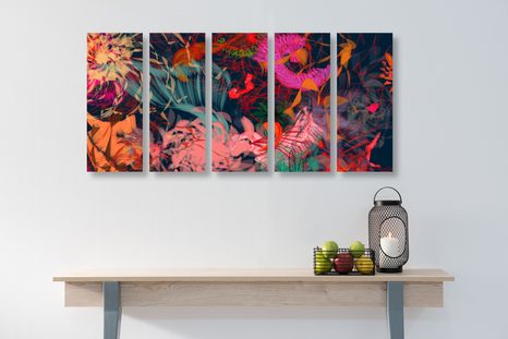 5-DÍLNÝ OBRAZ KVĚTINY V ABSTRAKTNÍM POJÍMÁNÍ - ABSTRAKTNÍ OBRAZY - OBRAZY